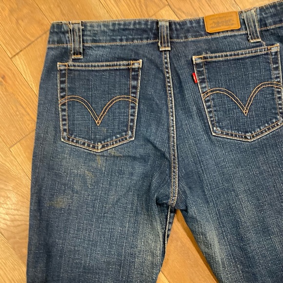 Levi’s 525 Bootcut Blue Distressed Denim Jeans Size 16 - Picture 5 of 10